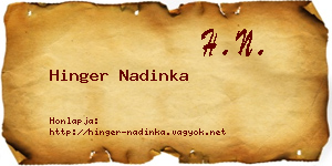 Hinger Nadinka névjegykártya